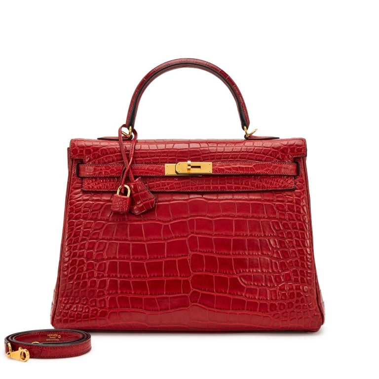 Hermes Rouge H Matte Alligator Retourne Kelly 35 Gold Hardware, 2013