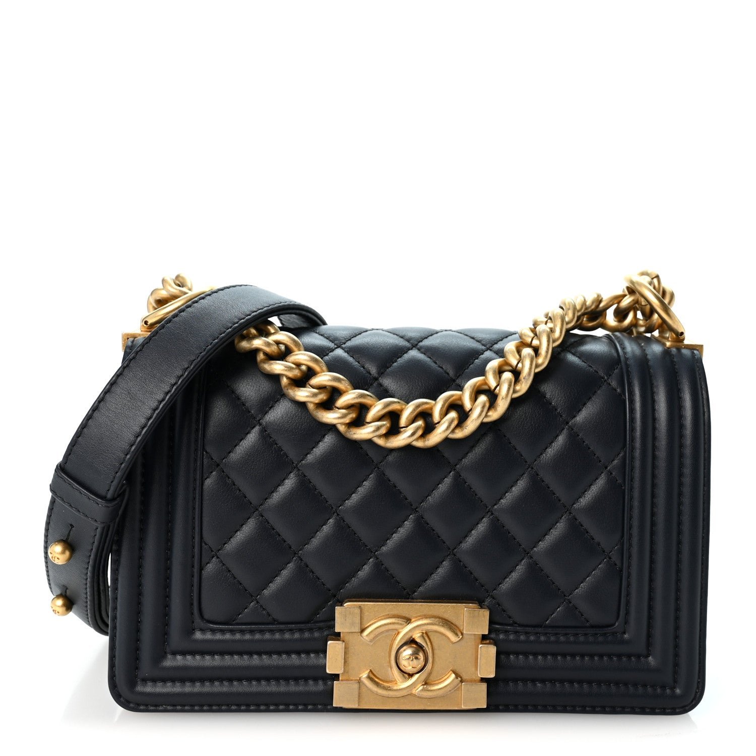 Chanel Lambskin Quilted Small Boy Flap Navy