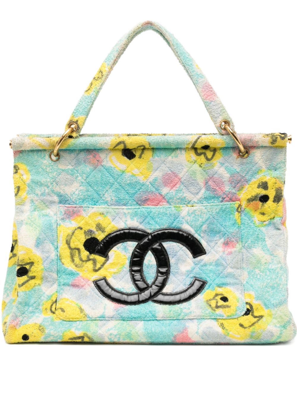 pile enamel multicolor floral print tote bag