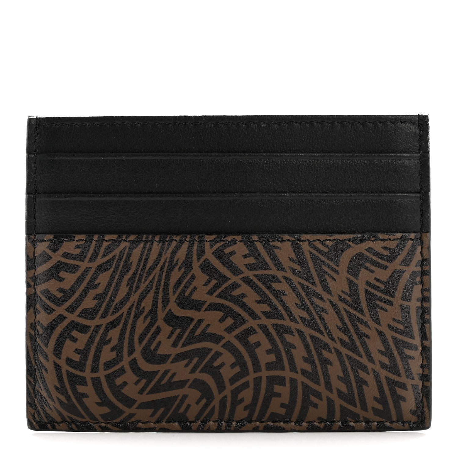 Fendi X SARAH COLEMAN Vitello Grace Light Micro FF Vertigo Embossed Card Holder Maya Black
