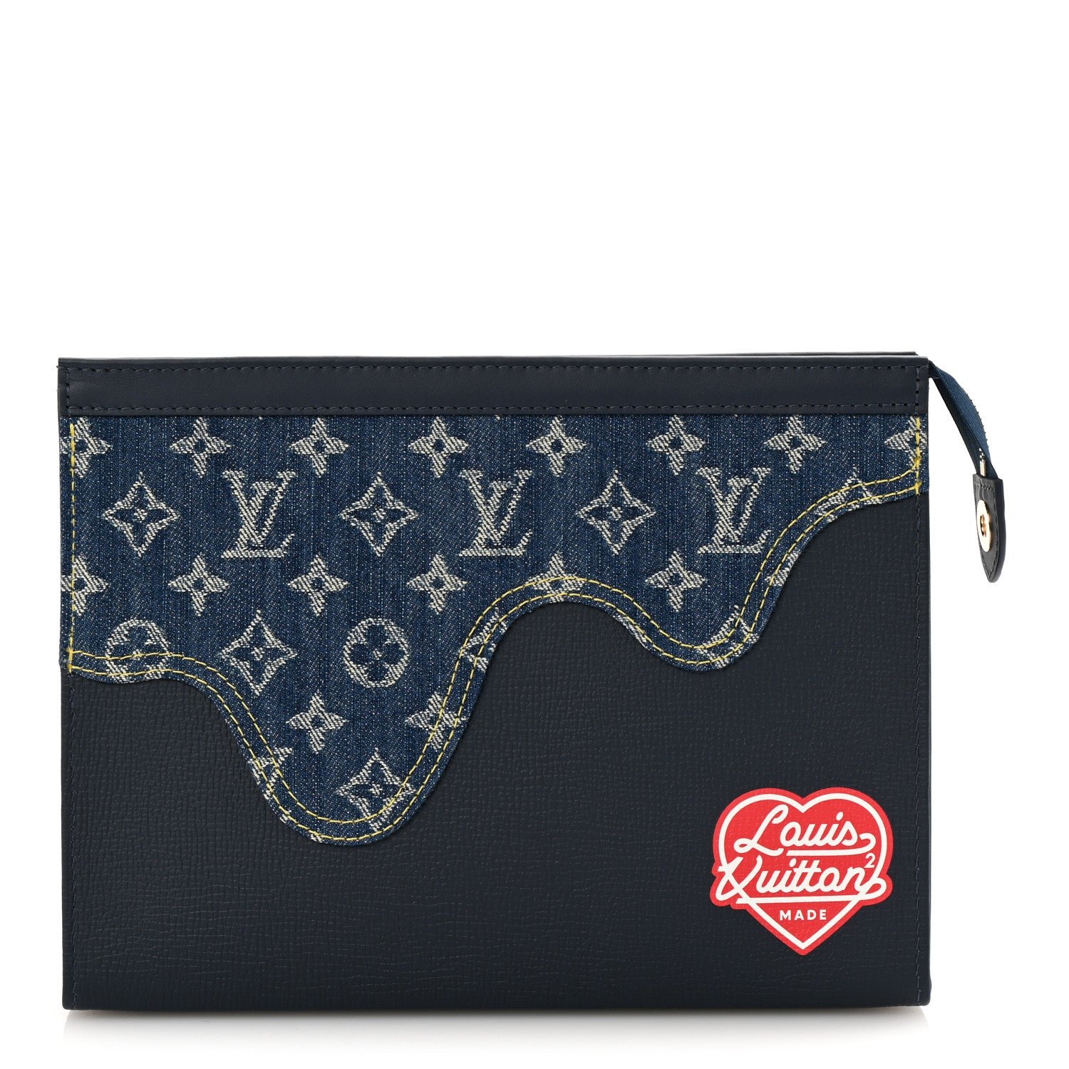 Louis Vuitton X NIGO Taurillon Monogram Denim Drip Pochette Voyage MM Blue