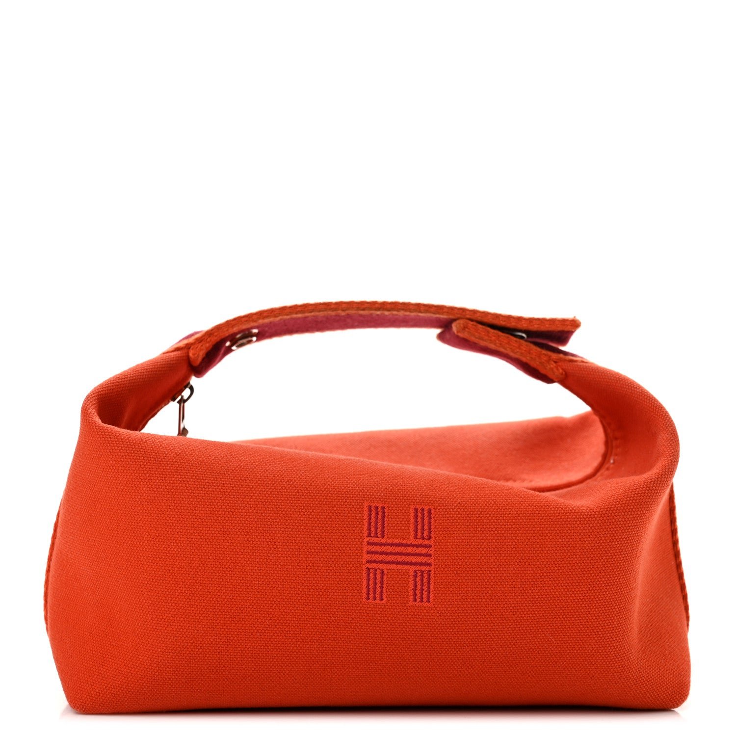 Hermes Canvas Small Bride-A-Brac Pouch Orange Burgundy