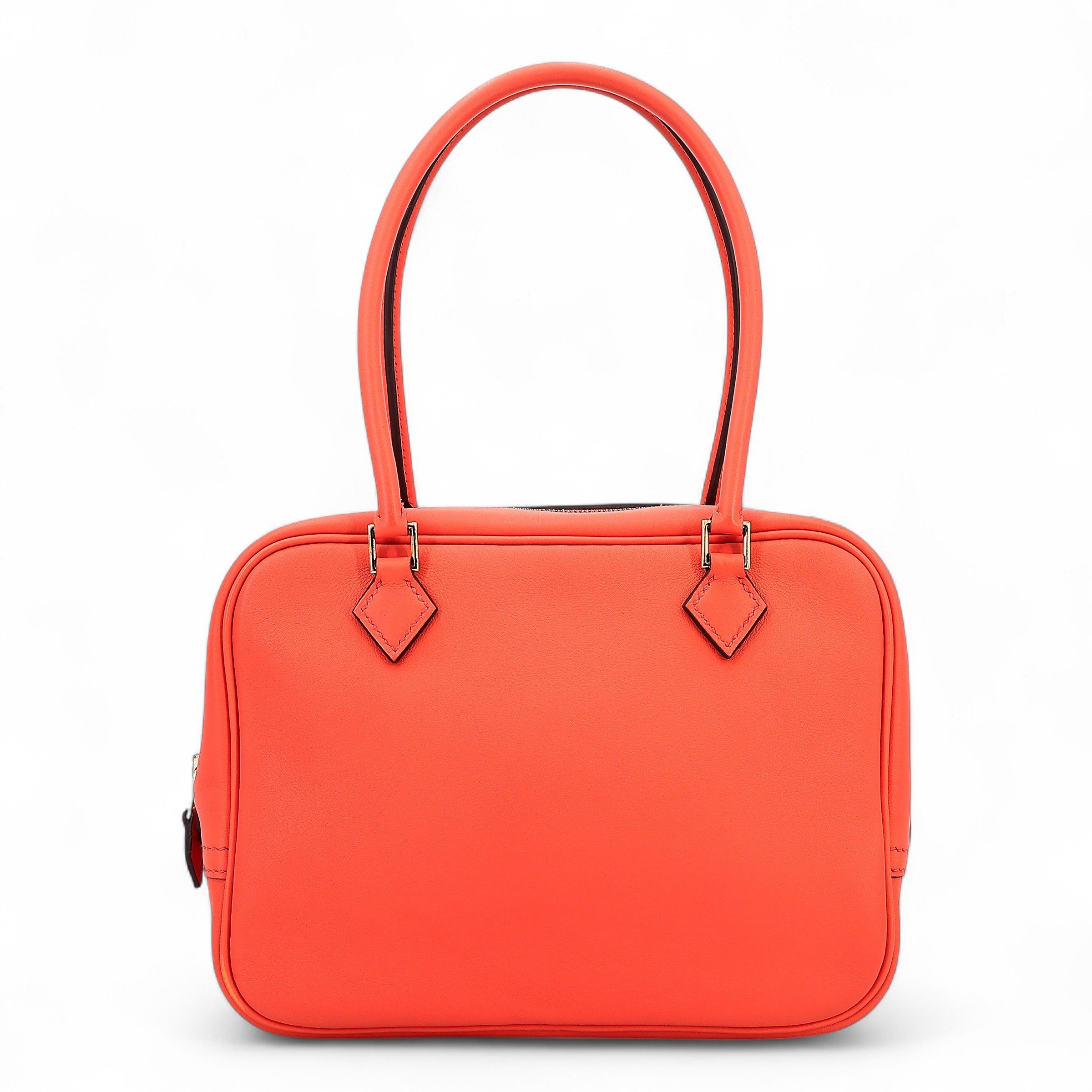 Hermes Excellent ( Rank SA )  HERMÈS  Plume Mini Orange Poppy (8V) Swift Gold hardware X (2016)