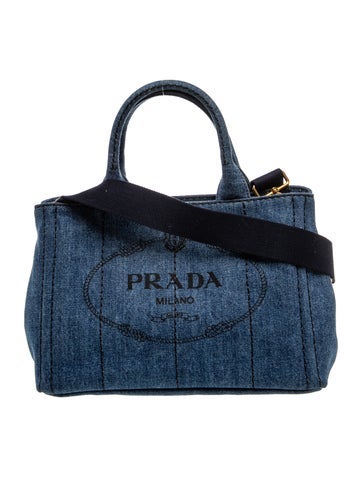 Saffiano Leather Canapa Denim 2Way Tote Bag