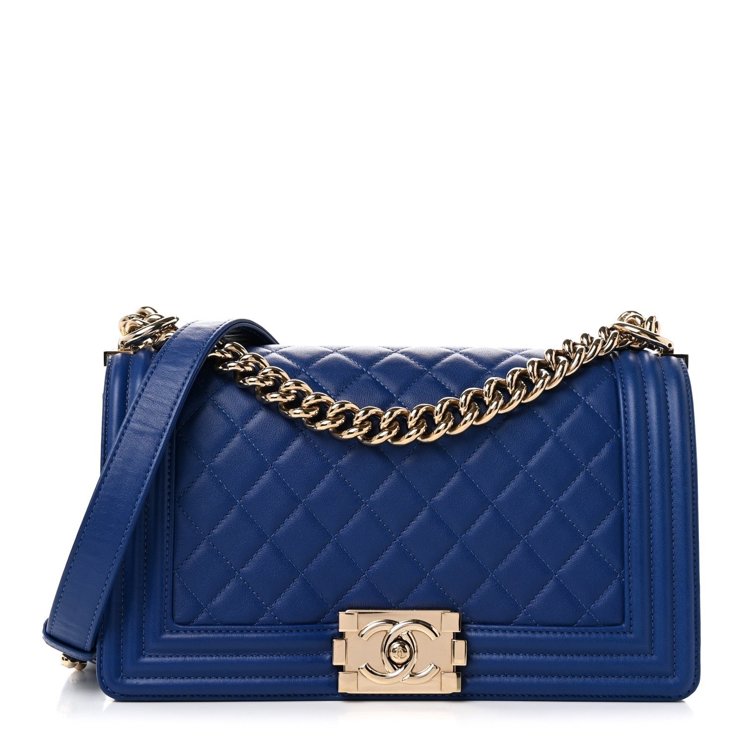 Chanel Calfskin Quilted Medium Boy Flap Blue