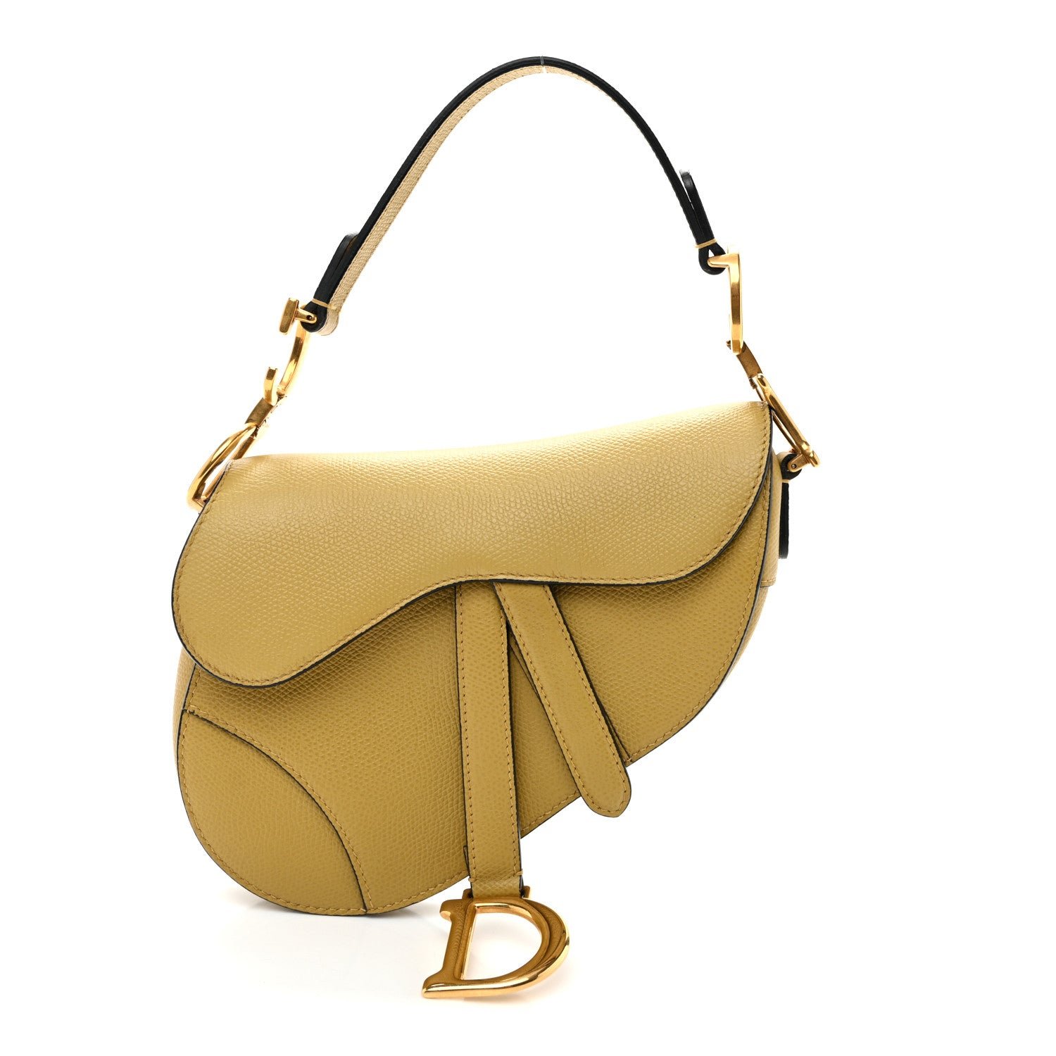 Christian Dior Grained Calfskin Mini Saddle Bag Beige