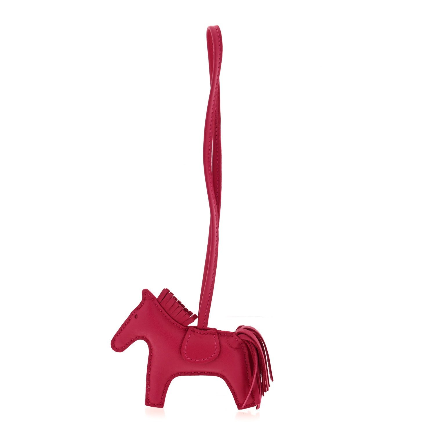 Hermes Milo Lambskin Grigri Rodeo Horse Bag Charm PM Rose Mexico