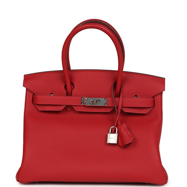 Hermes Hermes Birkin 30 Rouge Vif Togo Palladium Hardware