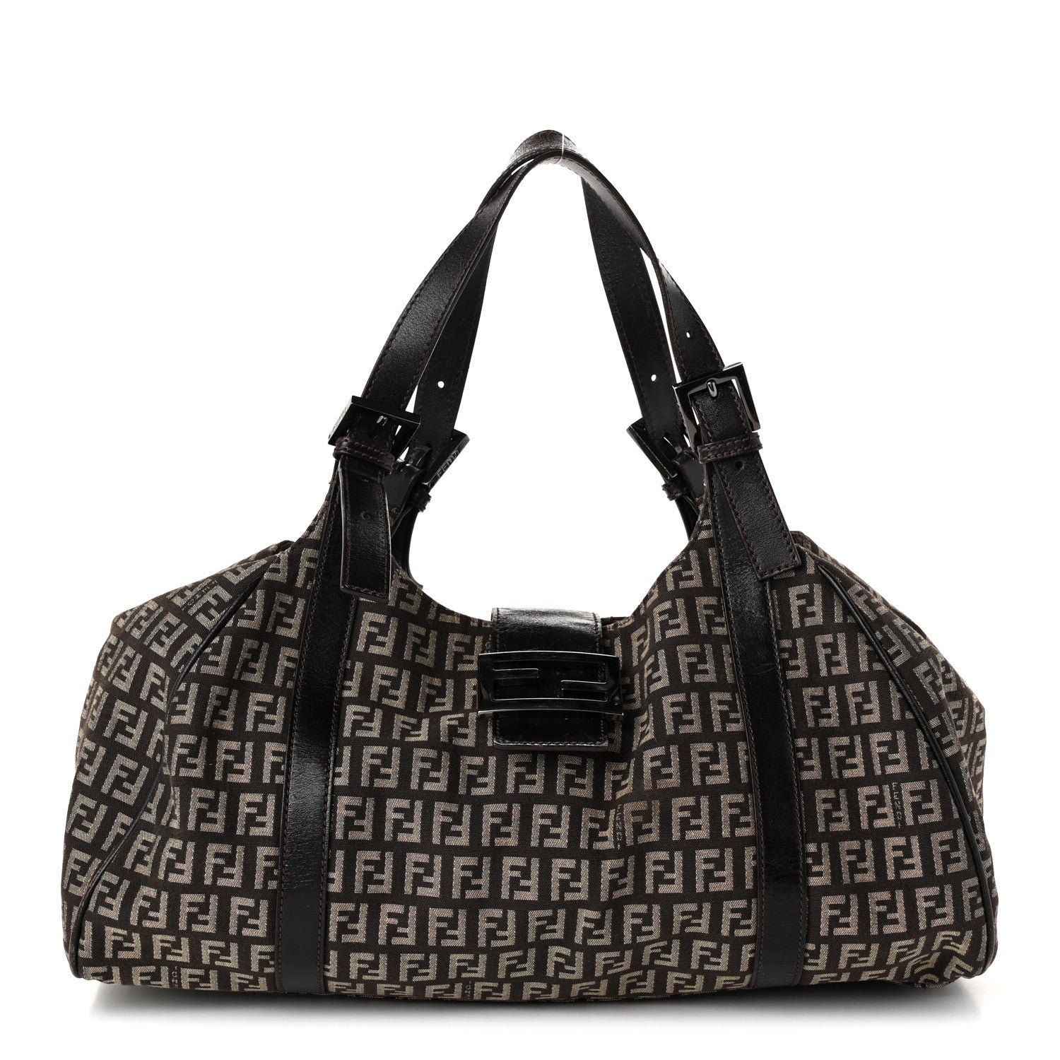 Fendi Fendi Zucchino Vitello Shoulder Bag Testa di Moro Beige