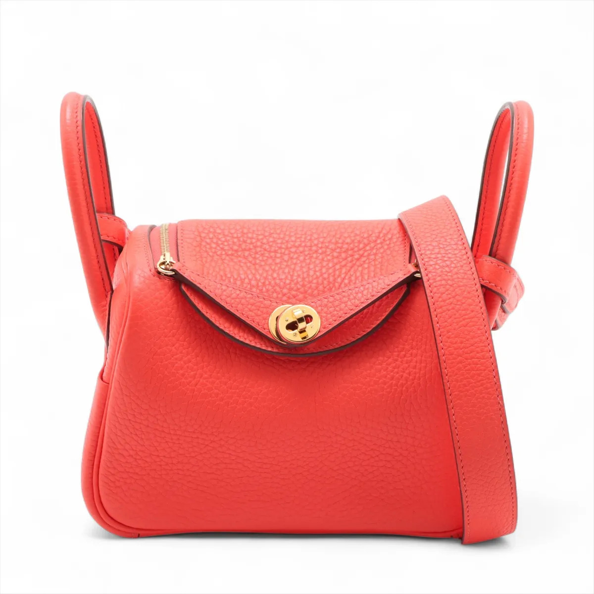 Hermès Lindy mini 20 Taurillon Clemence Rose texas Gold Metal Fittings