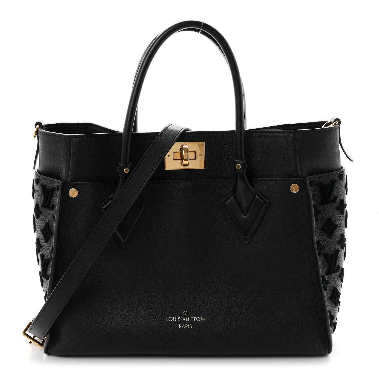 Louis Vuitton Calfskin Monogram Tufting On My Side Black