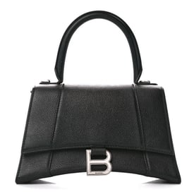 Balenciaga Grained Calfskin Small Hourglass Top Handle Bag Black