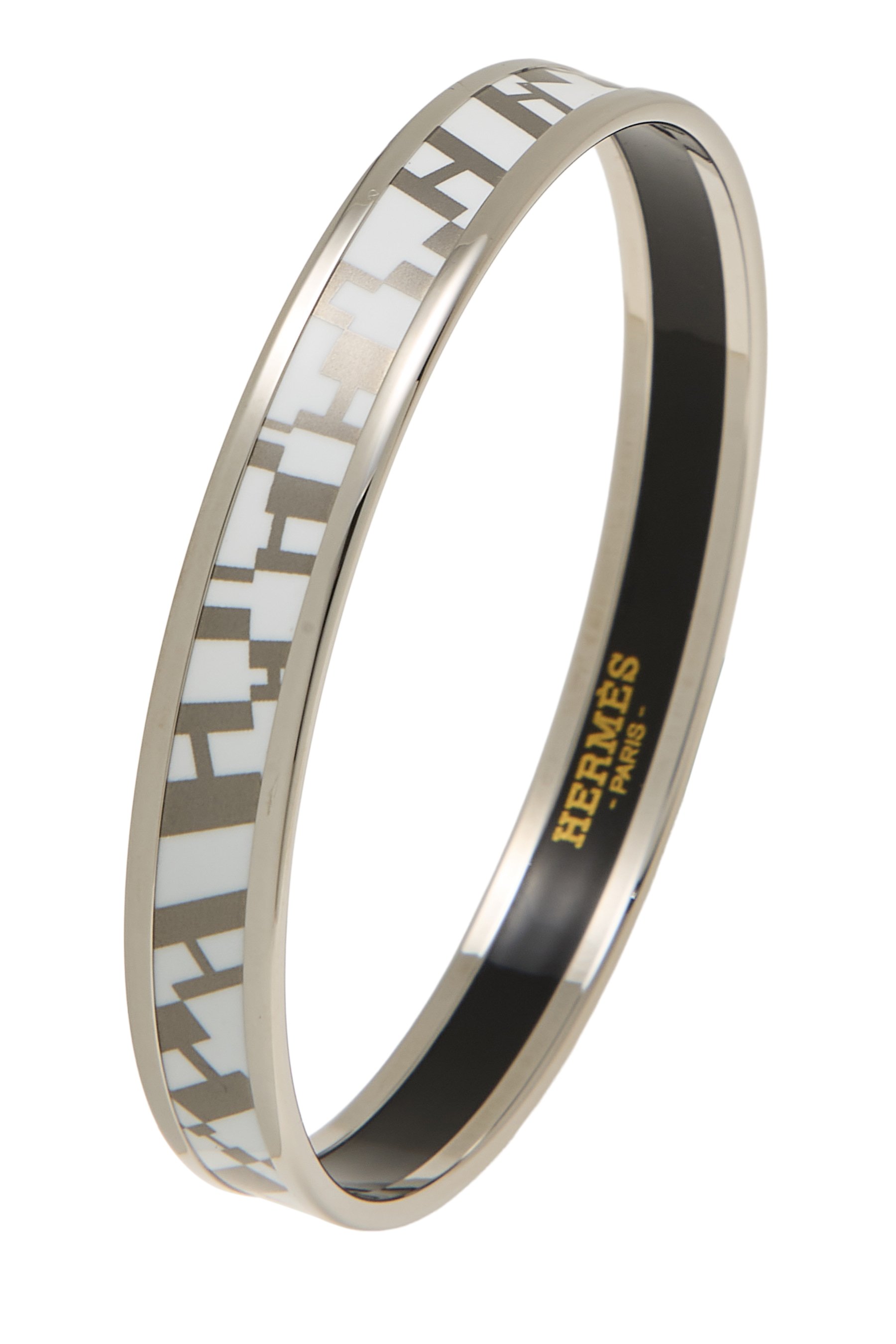 Silver Enamel Bangle Narrow