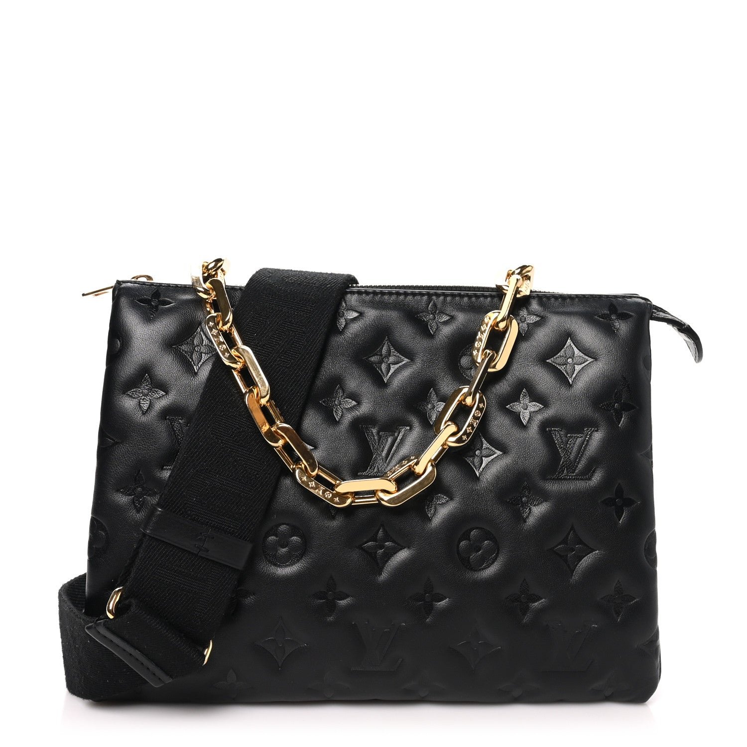 Louis Vuitton Lambskin Embossed Monogram Coussin PM Black
