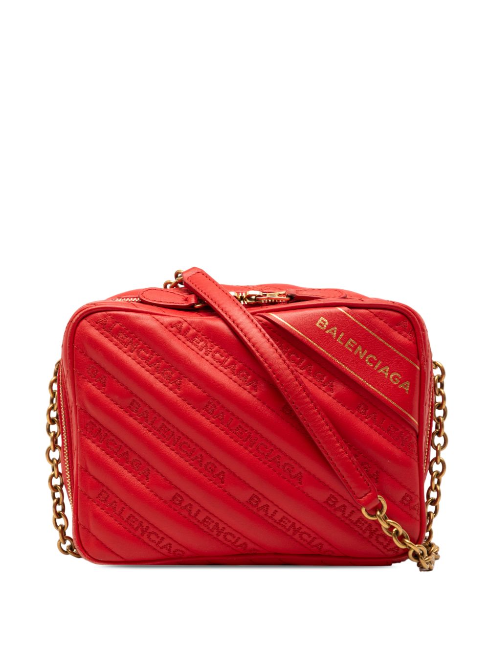 2018 Calfskin Allover Logo Blanket Reporter XS crossbody bag