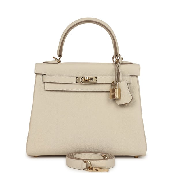 Hermes Hermes Kelly Retourne 25 Craie Togo Permabrass Hardware