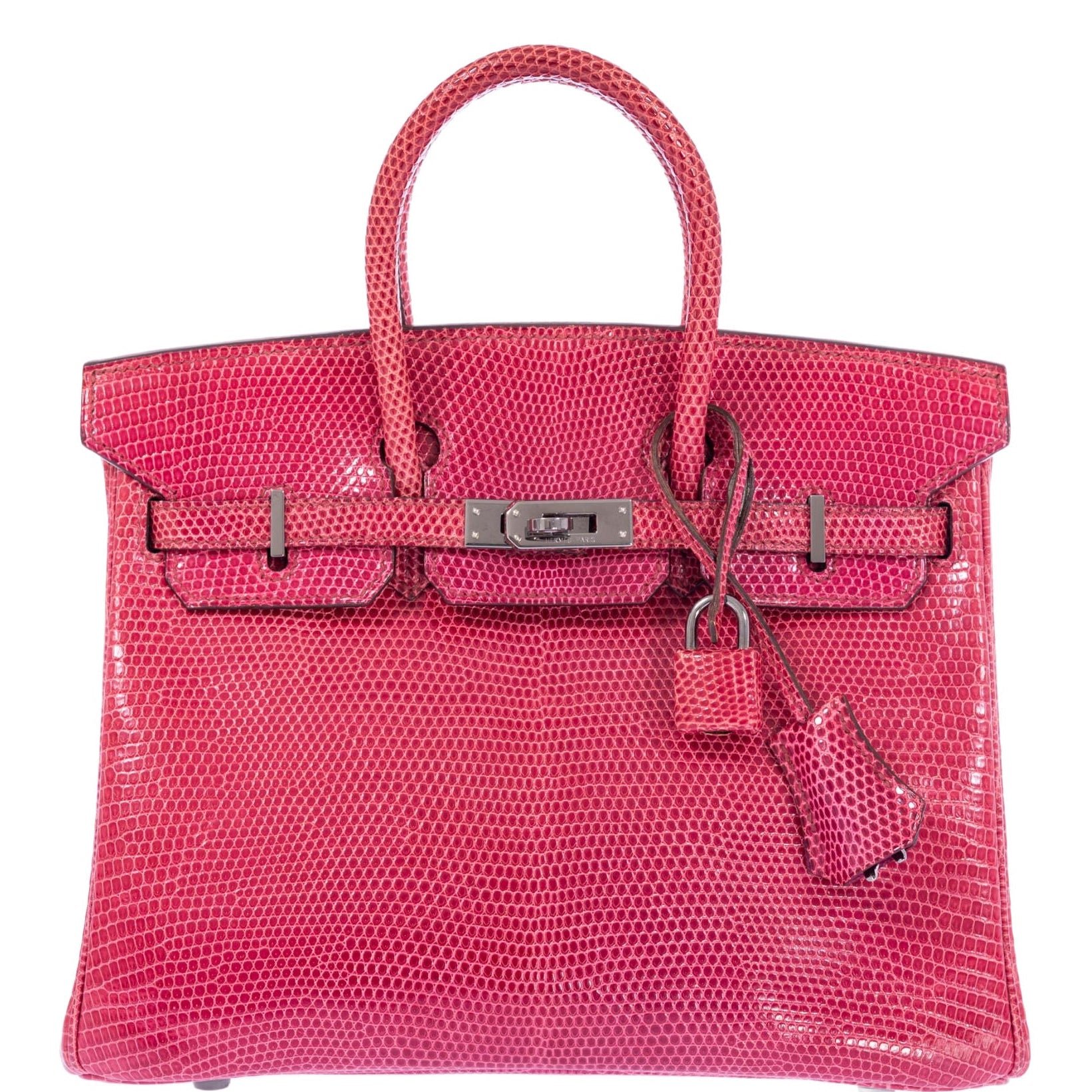 Hermes Hermès Birkin 25 Fuchsia Lizard Palladium Hardware