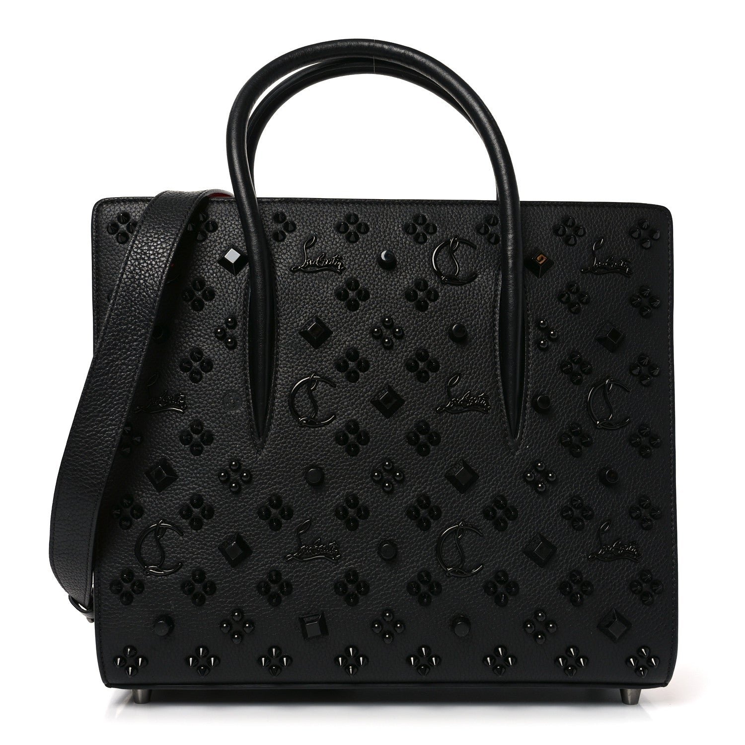 Christian Louboutin Calfskin Spikes Loubinthesky Medium Paloma Black