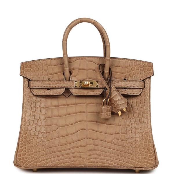 Hermes Hermes Birkin 25 Chai Matte Alligator Gold Hardware