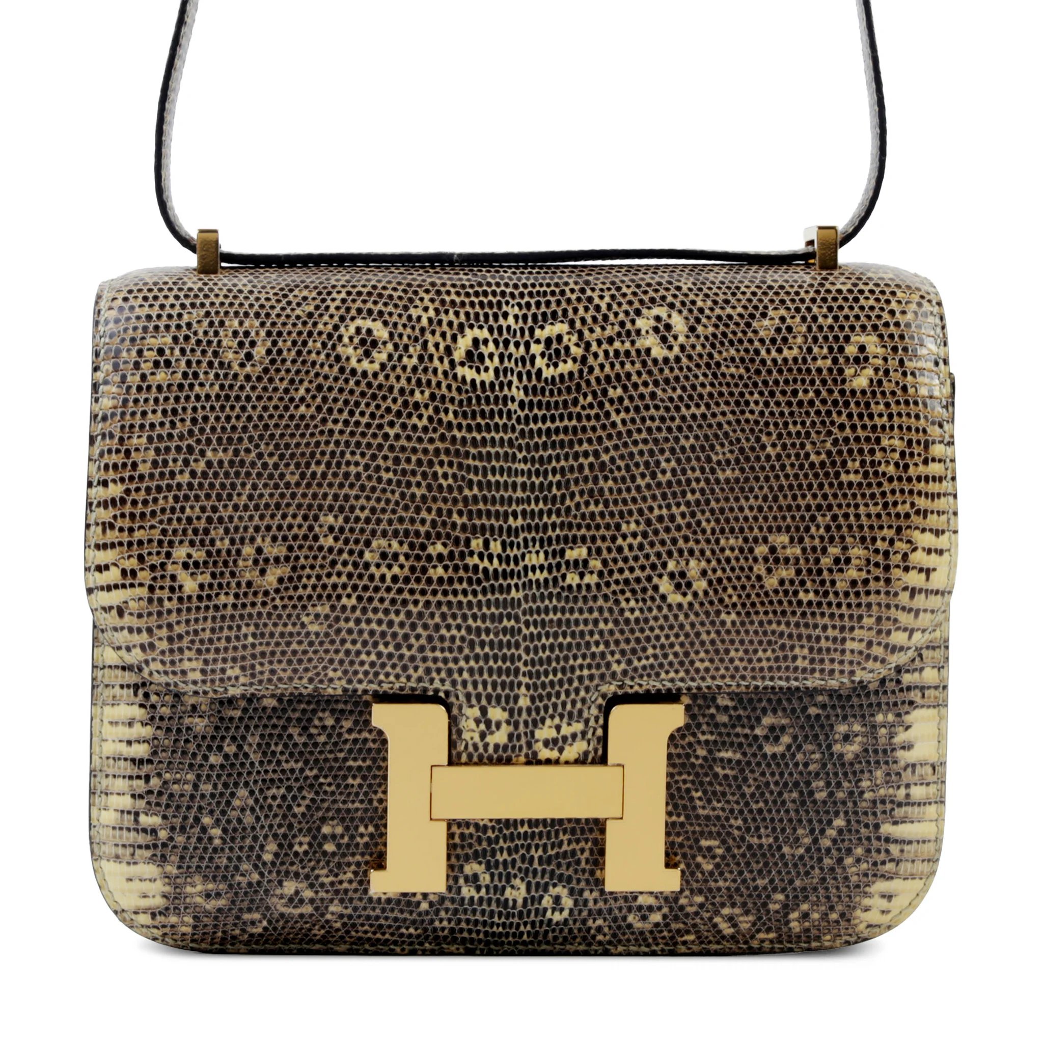 Unused ( Rank NS ) HERMÈS Constance Mini Ombre (1B) Lizard Gold hardware Y (2020)