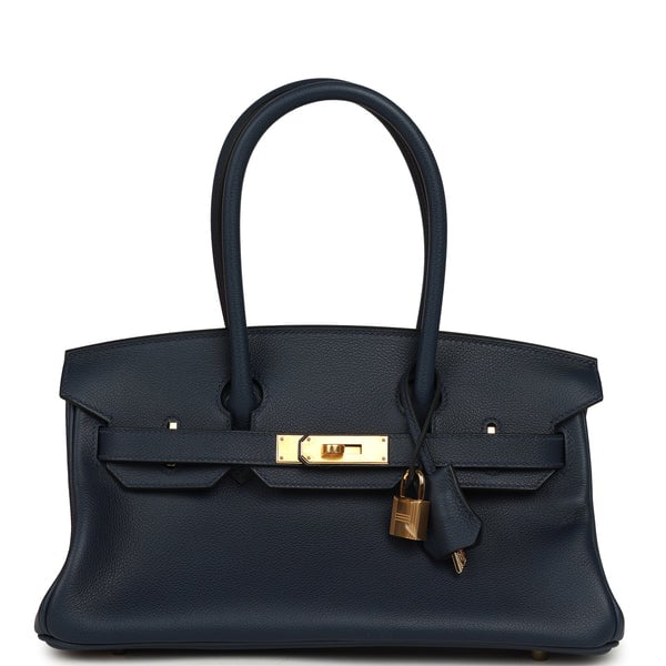 Hermes Shoulder Birkin Light 29 Bleu Abysse Evercolor Gold Hardware