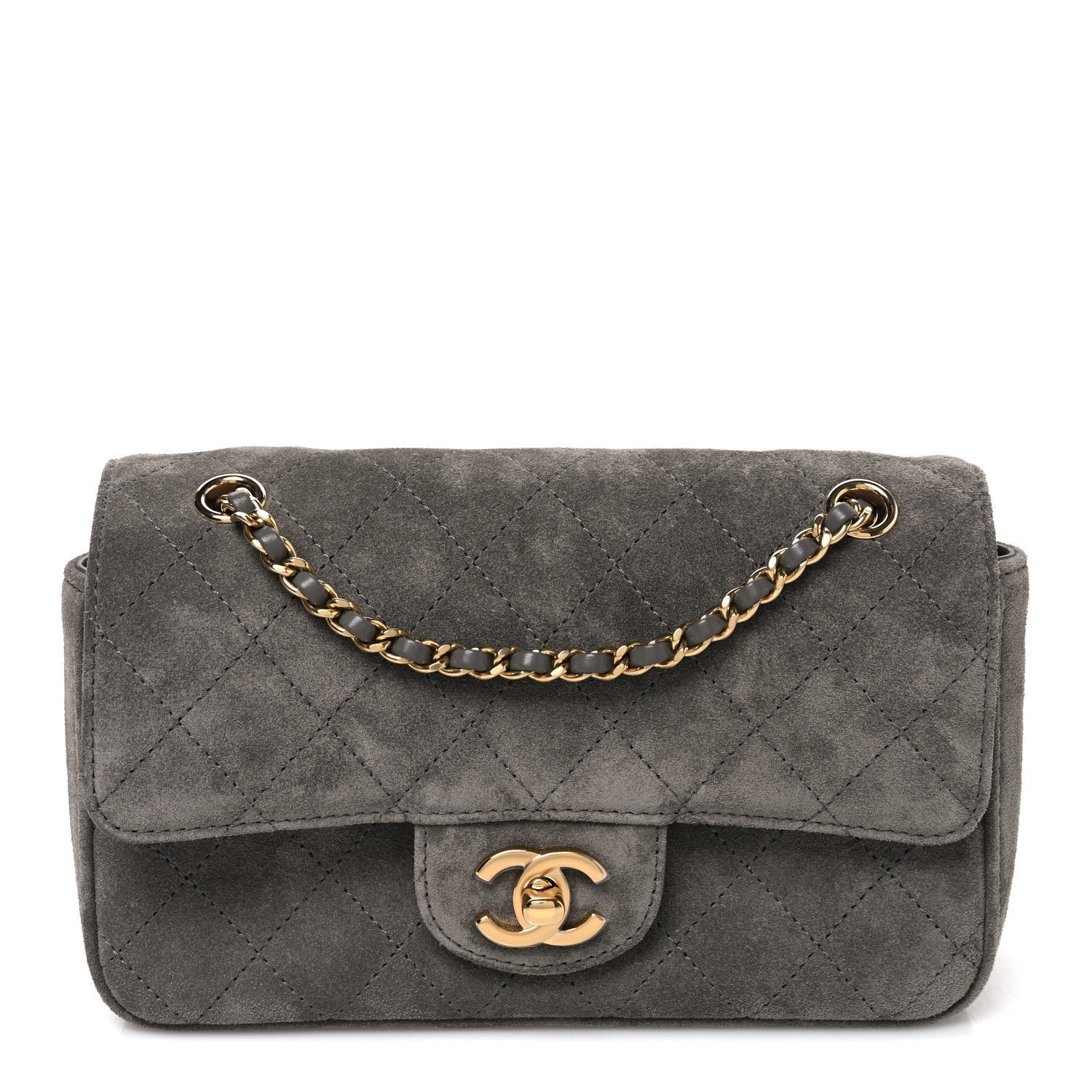 Chanel Suede Calfskin Mini Souplissimo Flap Dark Grey
