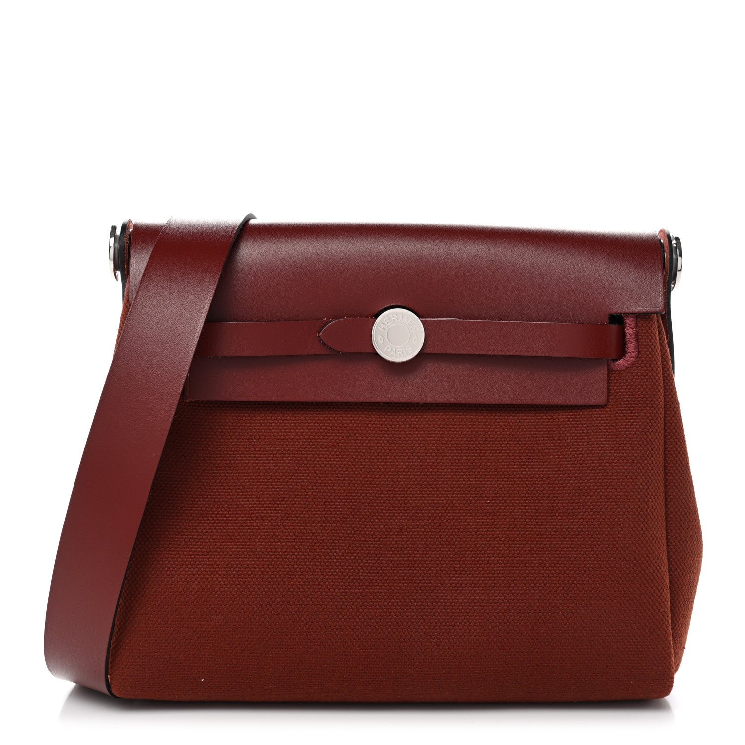 Hermes Military Toile Vache Hunter Herbag Zip Retourne 20 Rouge H