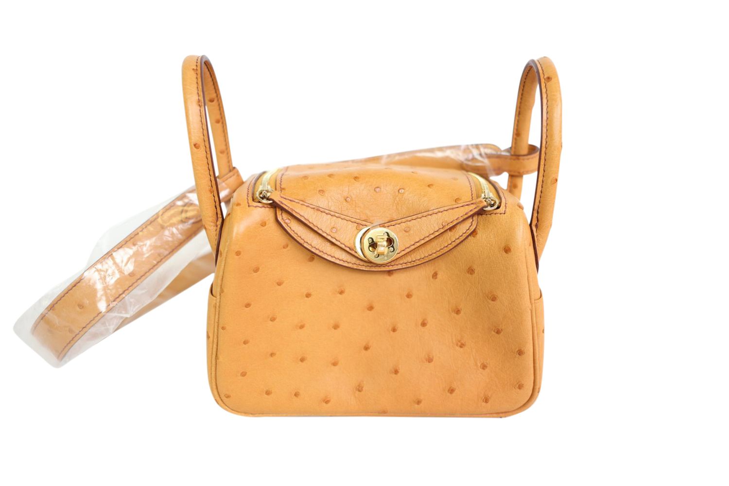 Hermes Hermes Lindy Mini 20, Gold Ostrich with Gold Hardware, B 2023, New in Box WA001