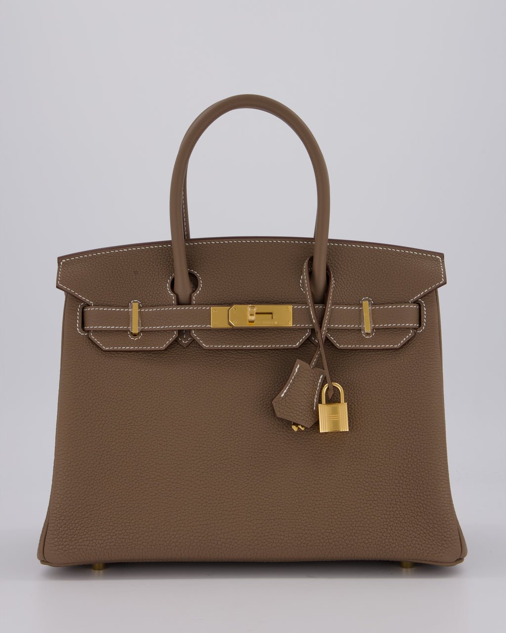 *HOT* Hermès Birkin 30 Retourne Bag in Etoupe Togo Leather with Gold Hardware