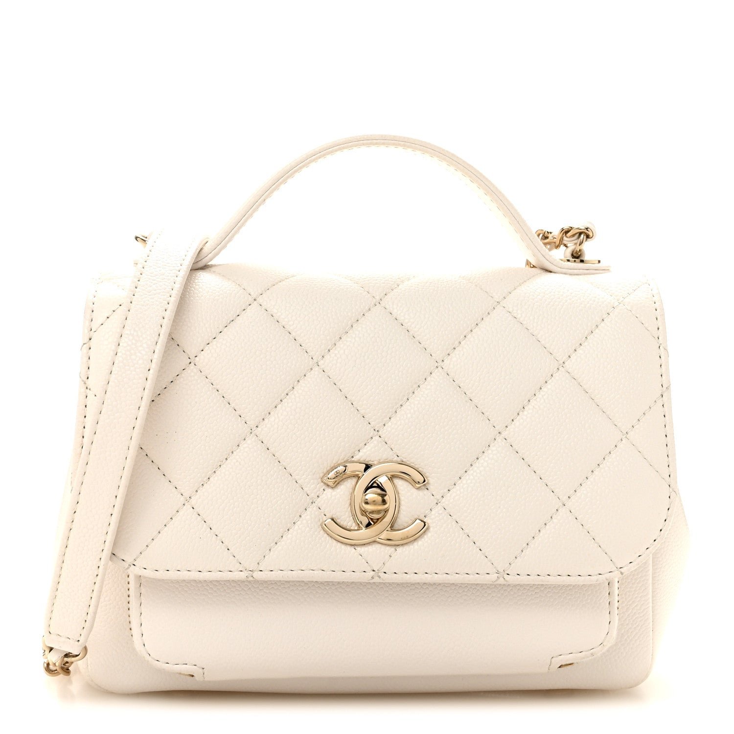 Chanel Caviar Quilted Small Business Affinity Flap White