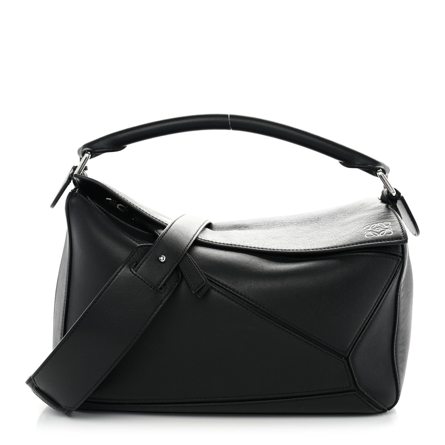 Loewe Calfskin Medium Puzzle Bag Black