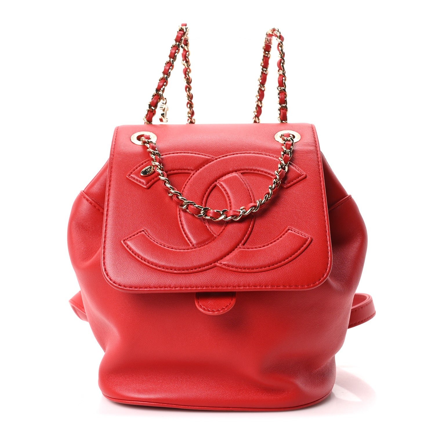 Chanel Lambskin CC Mania Backpack Red