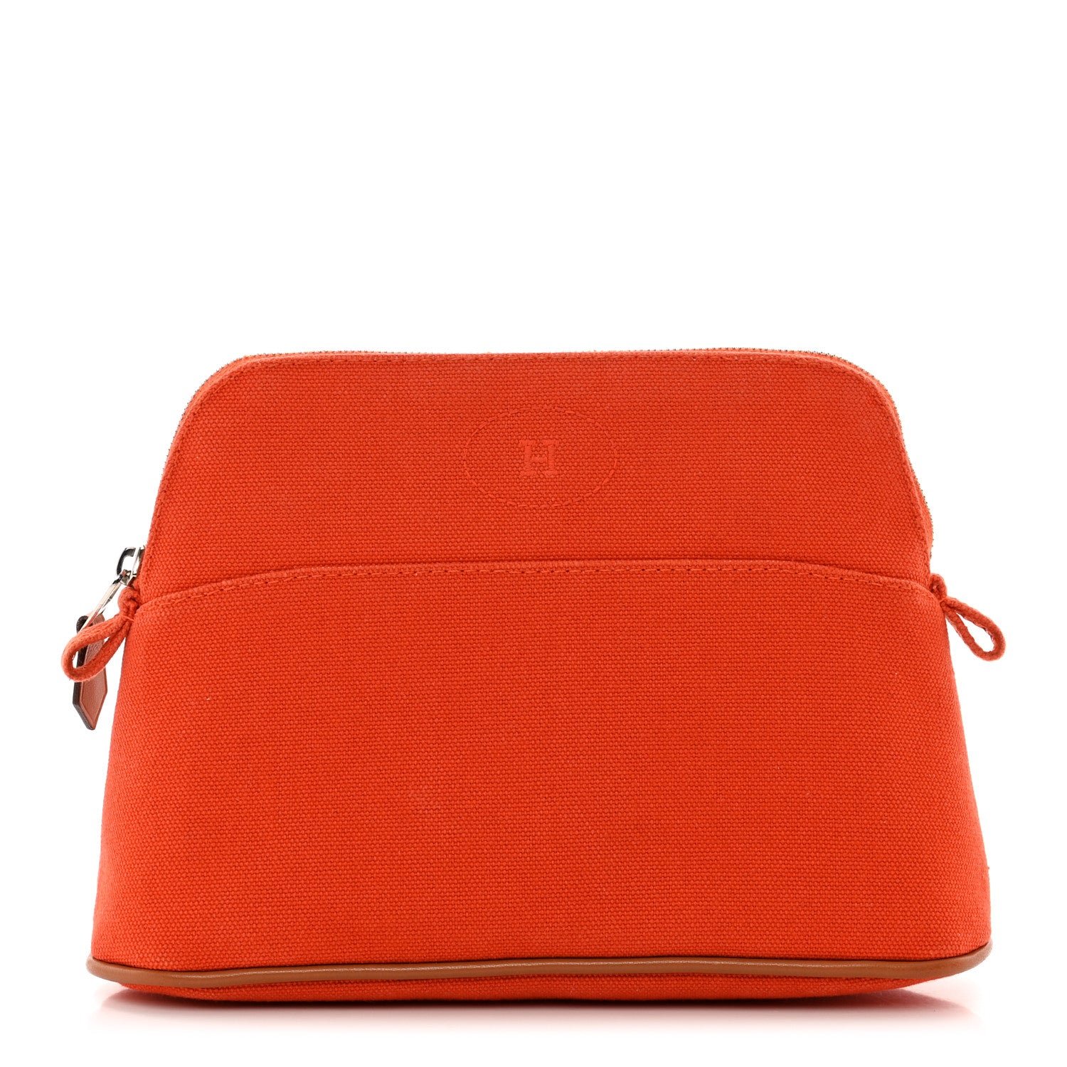 Hermes Cotton Canvas Mini Bolide Travel Cosmetic Pouch Feu