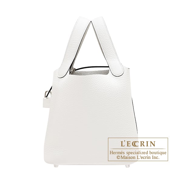 Hermes Picotin Lock bag 18/PM White Clemence leather Silver hardware