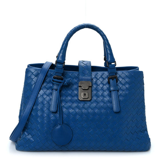 Bottega Veneta Light Calf Intrecciato Small Roma Signal Blue