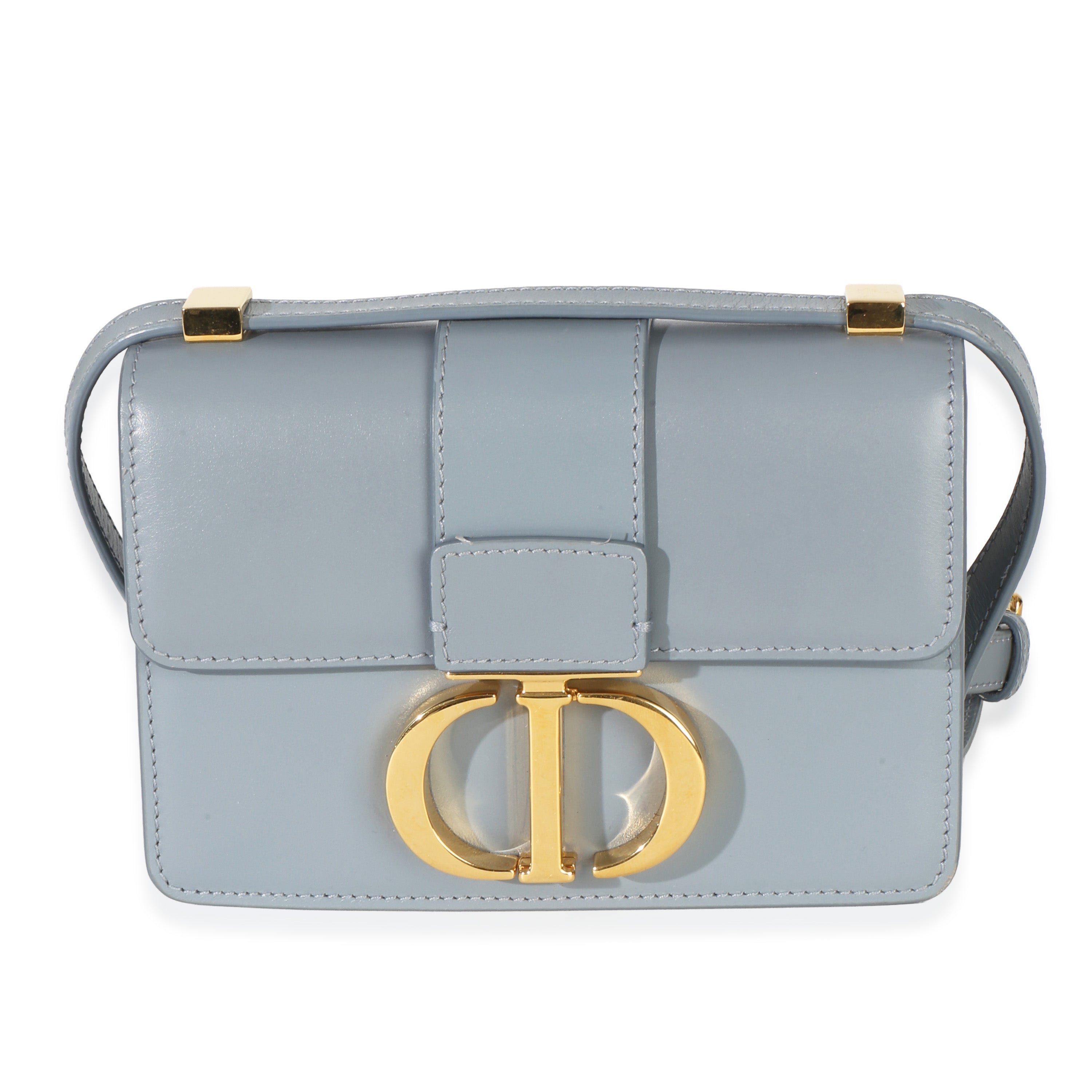 Blue Smooth Box Calfskin Micro 30 Montaigne Flap Bag