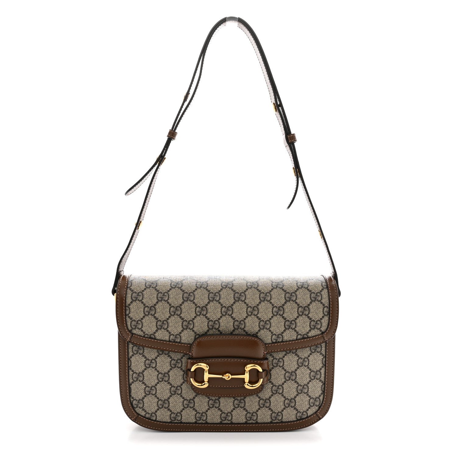Gucci GG Supreme Monogram Horsebit 1955 Shoulder Bag Beige Brown Sugar
