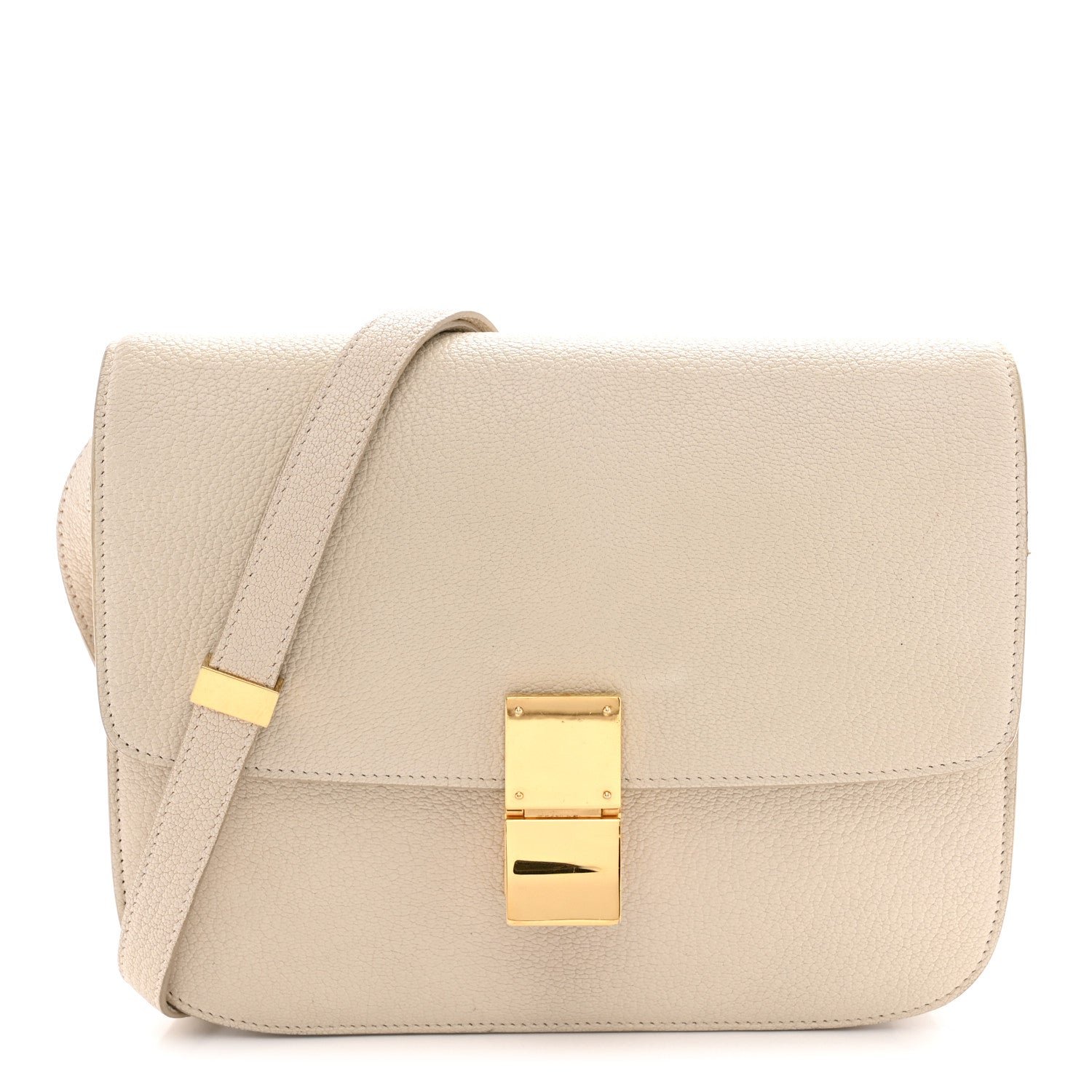 Celine Celine Goatskin Medium Classic Box Flap Bag White