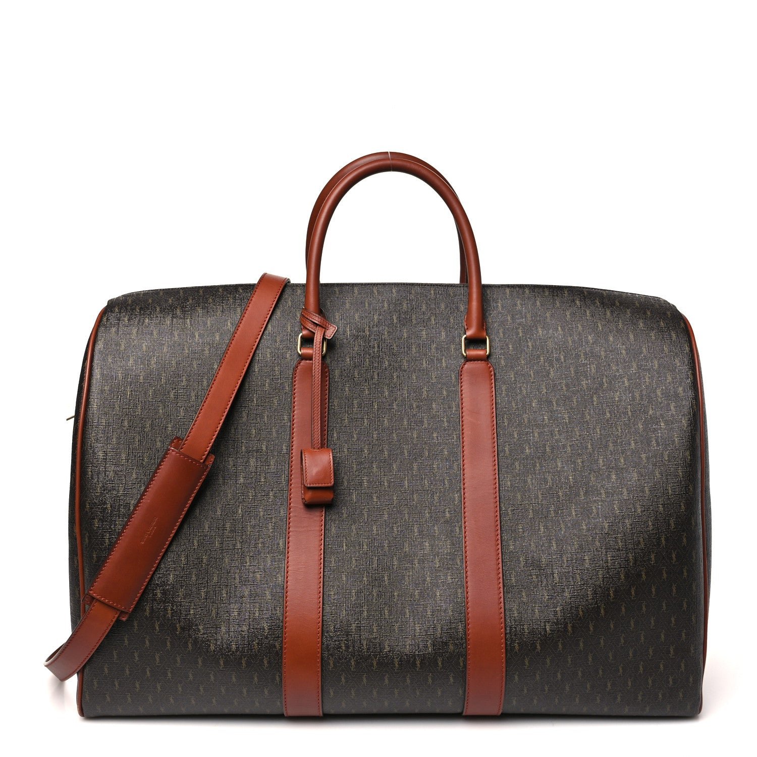 Saint Laurent Canvas Smooth Calfskin Le Monogramme 72H Duffle Chestnut