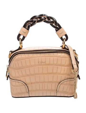 Embossed Leather Top Handle Bag
