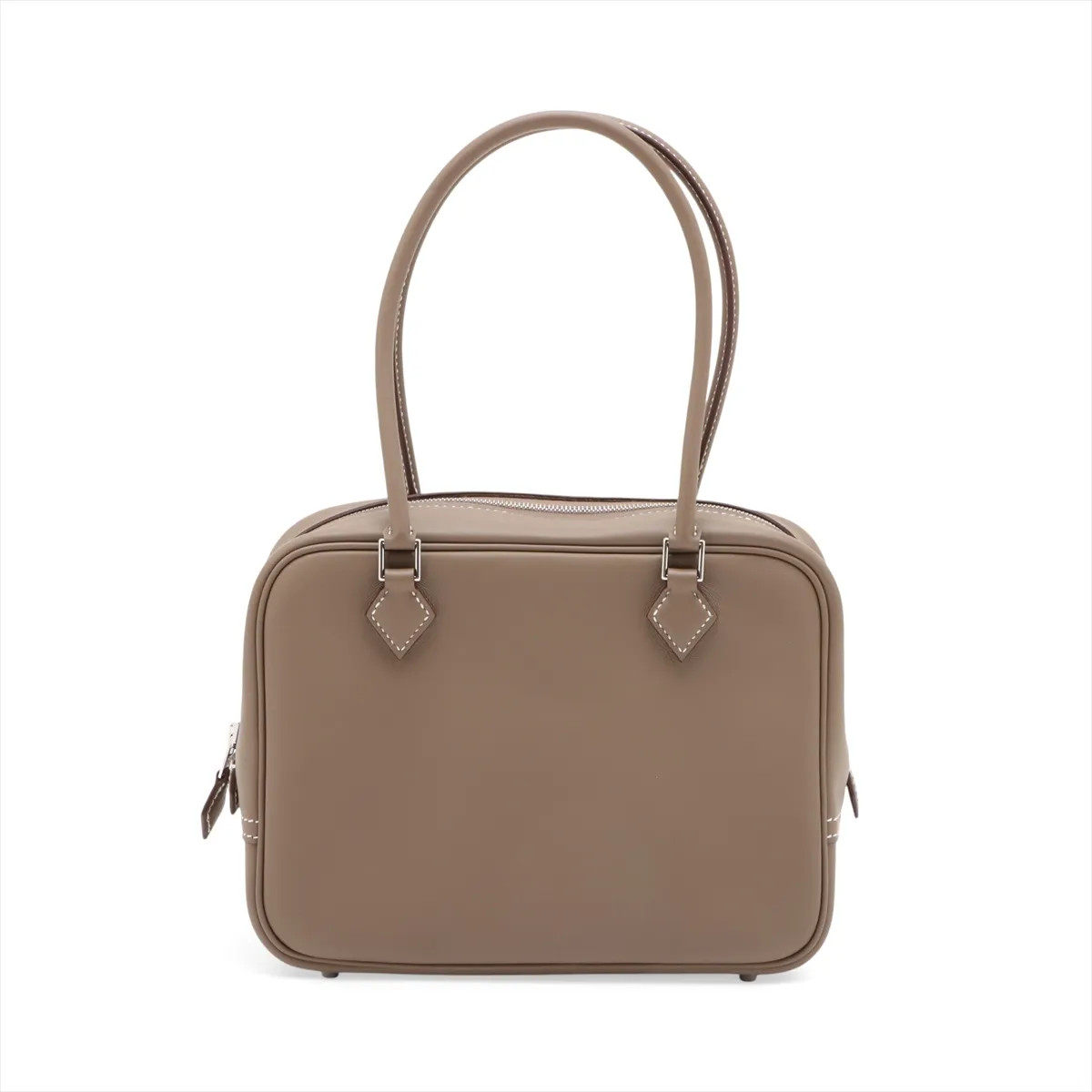 Hermès MINI PLUM 20 Veau Swift Etoupe Silver Metal Fittings
