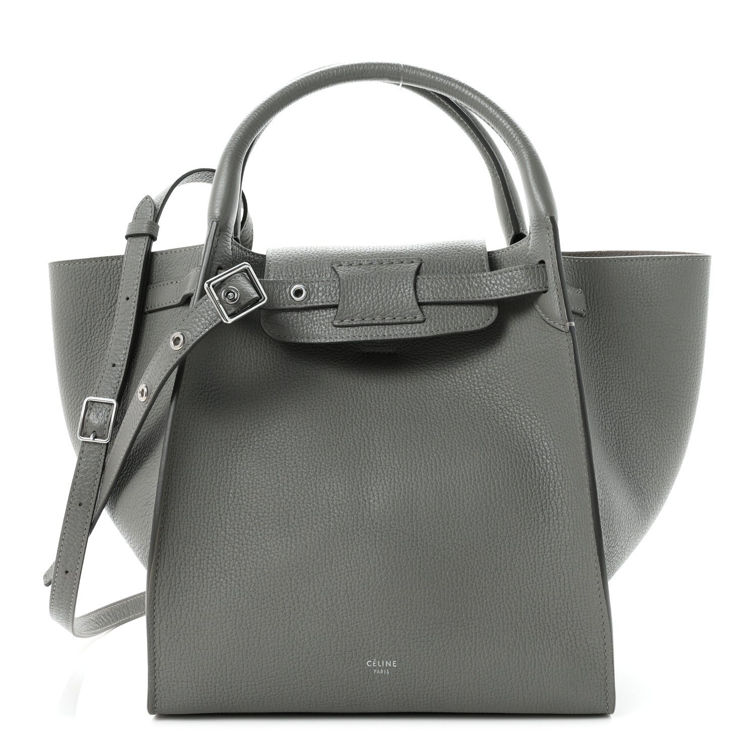 Celine Supple Calfskin Long Strap Small Big Bag Grey