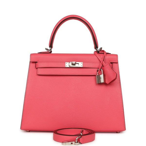 Hermes Hermes Kelly Sellier 25 Rose Lipstick Chevre Mysore Palladium Hardware