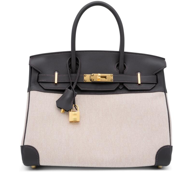 Hermes Bai Brun Swift and Ecru Toile Birkin 30 Gold Hardware, 2026