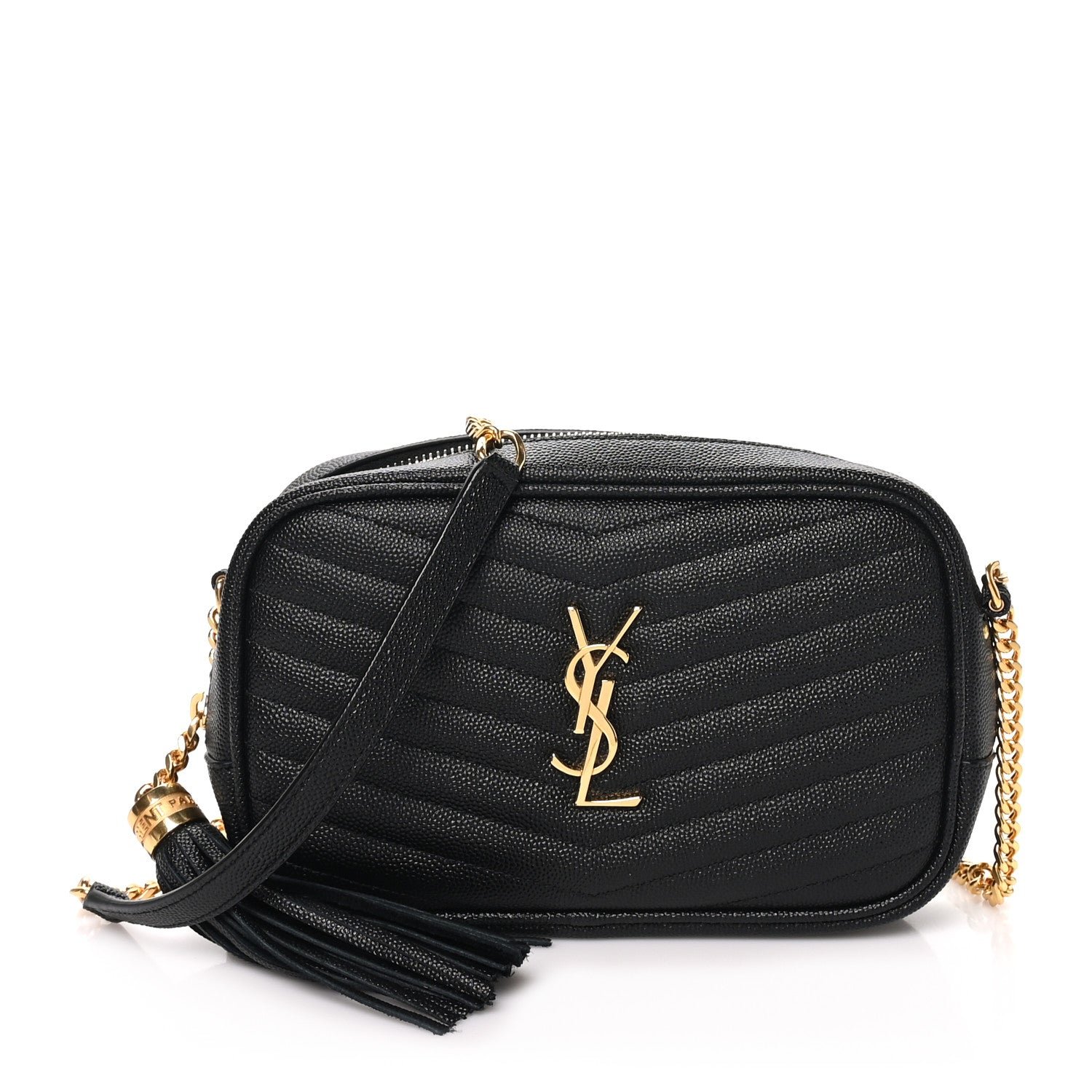 Saint Laurent Grain De Poudre Matelasse Monogram Mini Lou Camera Bag Black