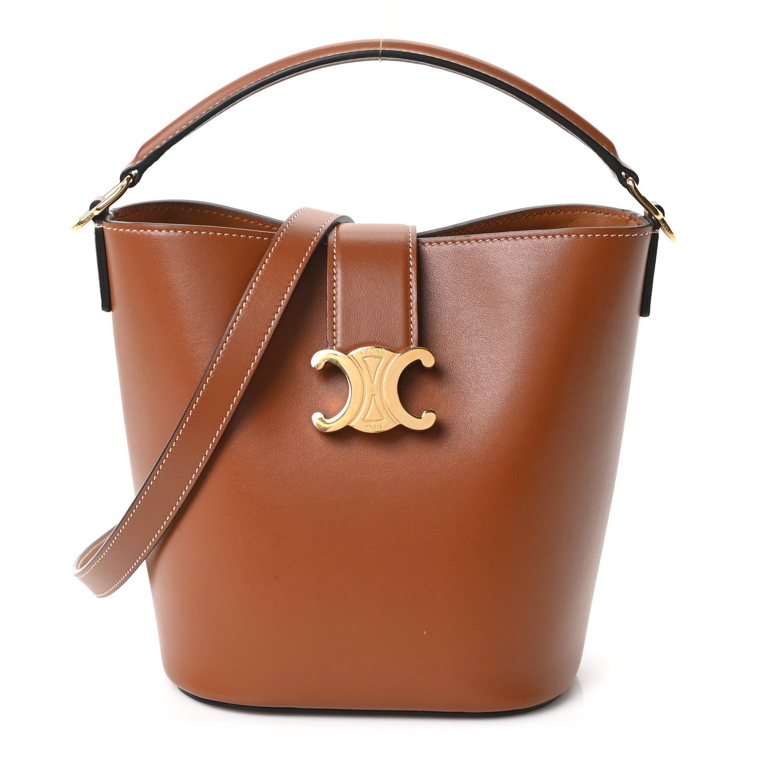 Celine Celine Smooth Calfskin Triomphe Small Louise Bag Tan