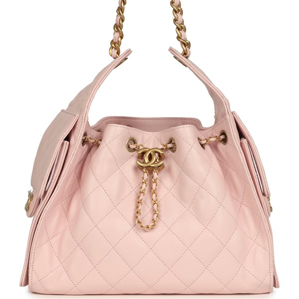 Chanel Small 25 Hobo Bag Light Pink Caviar Antique Gold Hardware