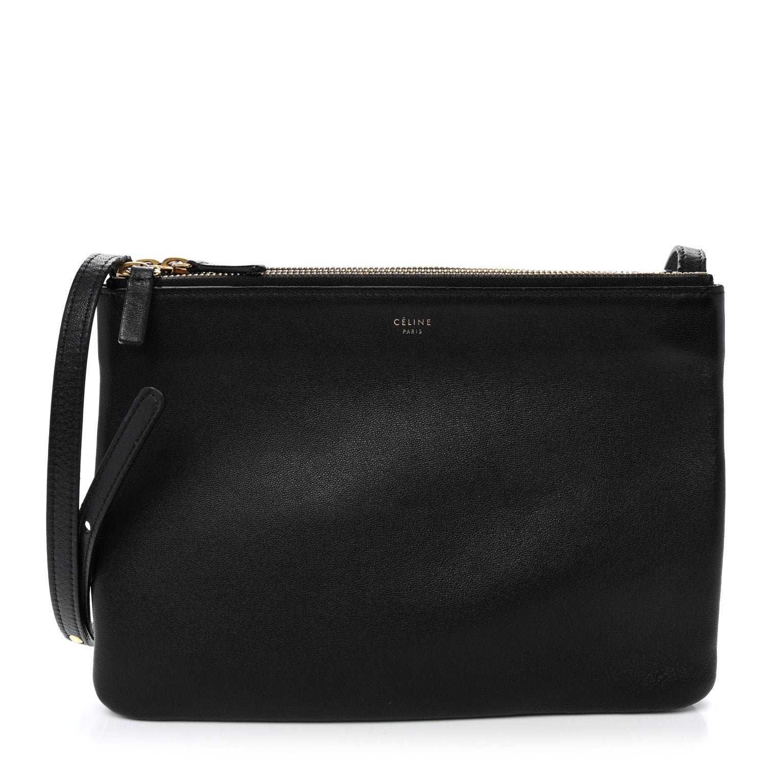 Celine Lambskin Small Trio Crossbody Bag Black