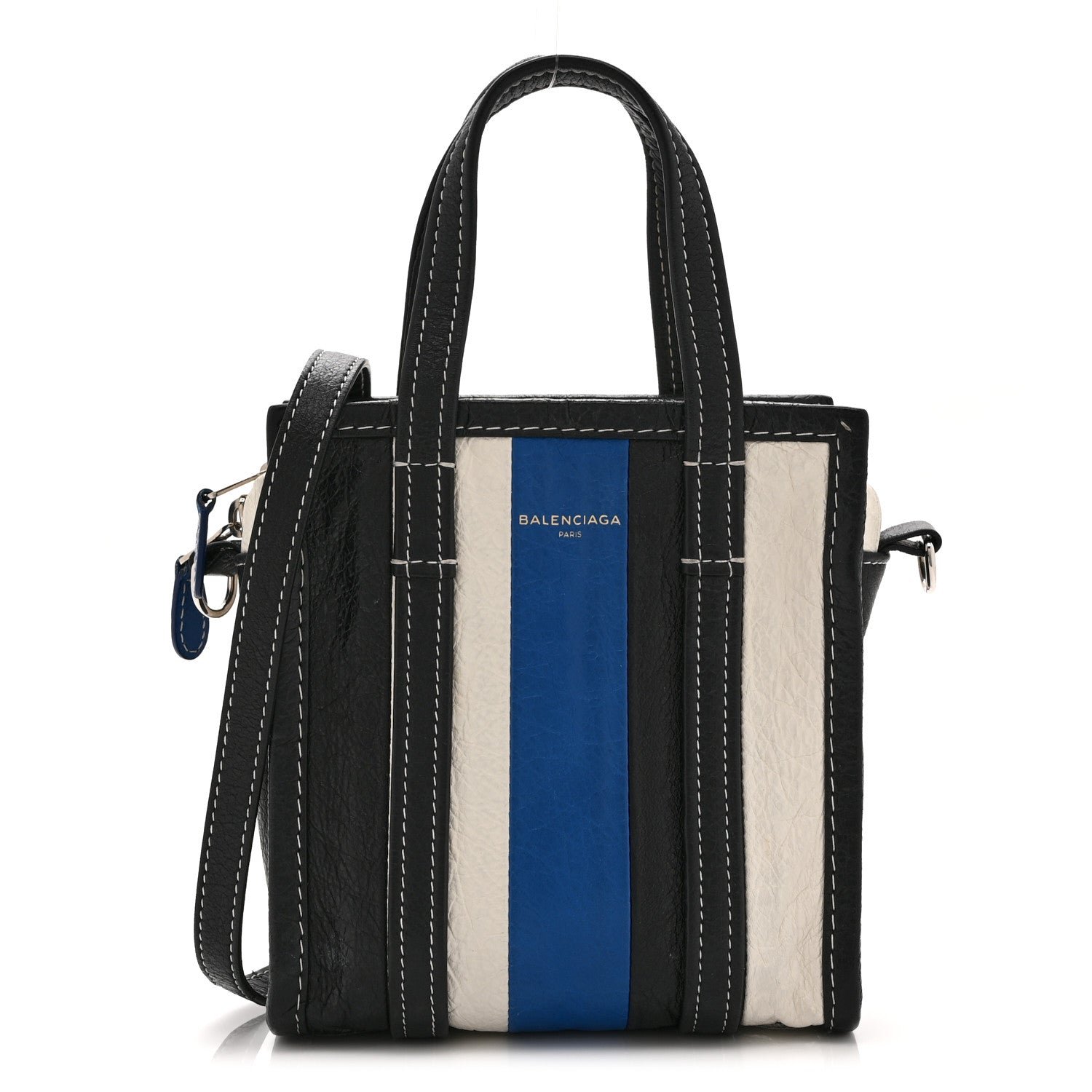Balenciaga Balenciaga Agneau Arena Multicolore XXS Bazar Shopper Tote Bleu White Black