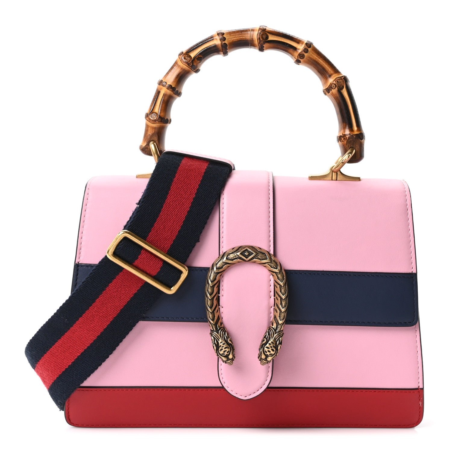 Gucci Moon Calfskin Web Medium Dionysus Bamboo Top Handle Bag Sugar Pink Blue Agata Hibiscus Red